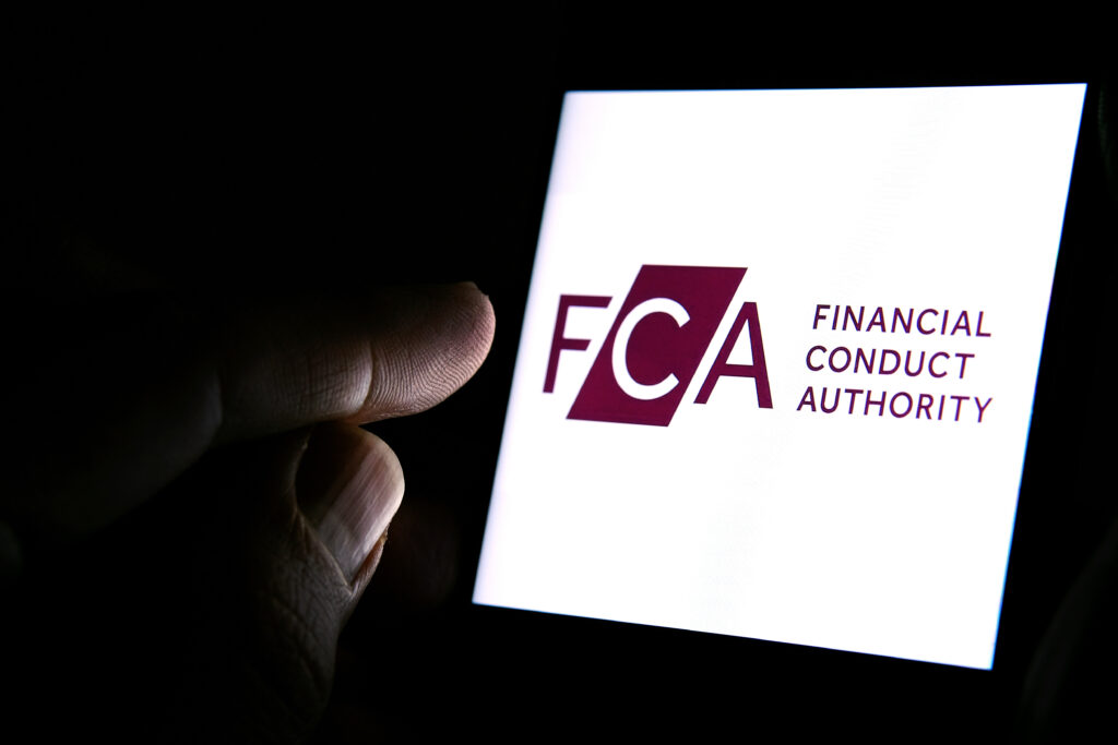 Financial Conduct Authority (FCA) logo on screen